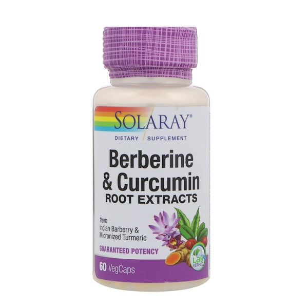 Extratos de raiz de Solaray, Berberine e Curcumin, 60 VegCaps