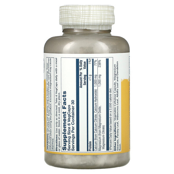 Solaray, Cal-Mag Citrate, proporção 1: 1, 180 VegCaps