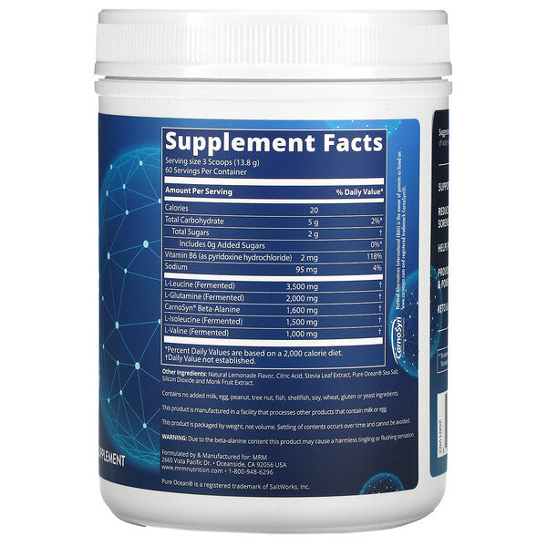 MRM, Recarregar BCAA + G, Recuperação Pós-treino, Limonada, 29,6 oz (840 g)