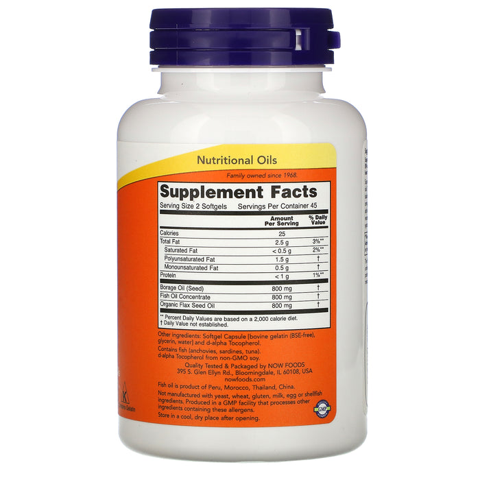 Now Foods, Super Omega 3-6-9, 1,200 mg, 90 Softgels