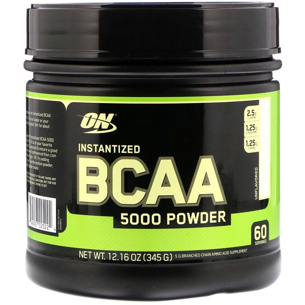 Optimum Nutrition, BCAA 5000 em pó instantâneo, sem sabor, 12,16 onças (345 g)